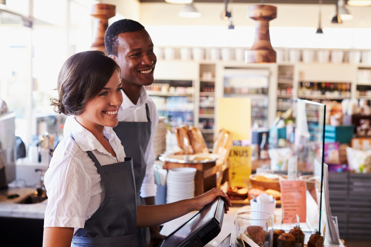 workers at the counter